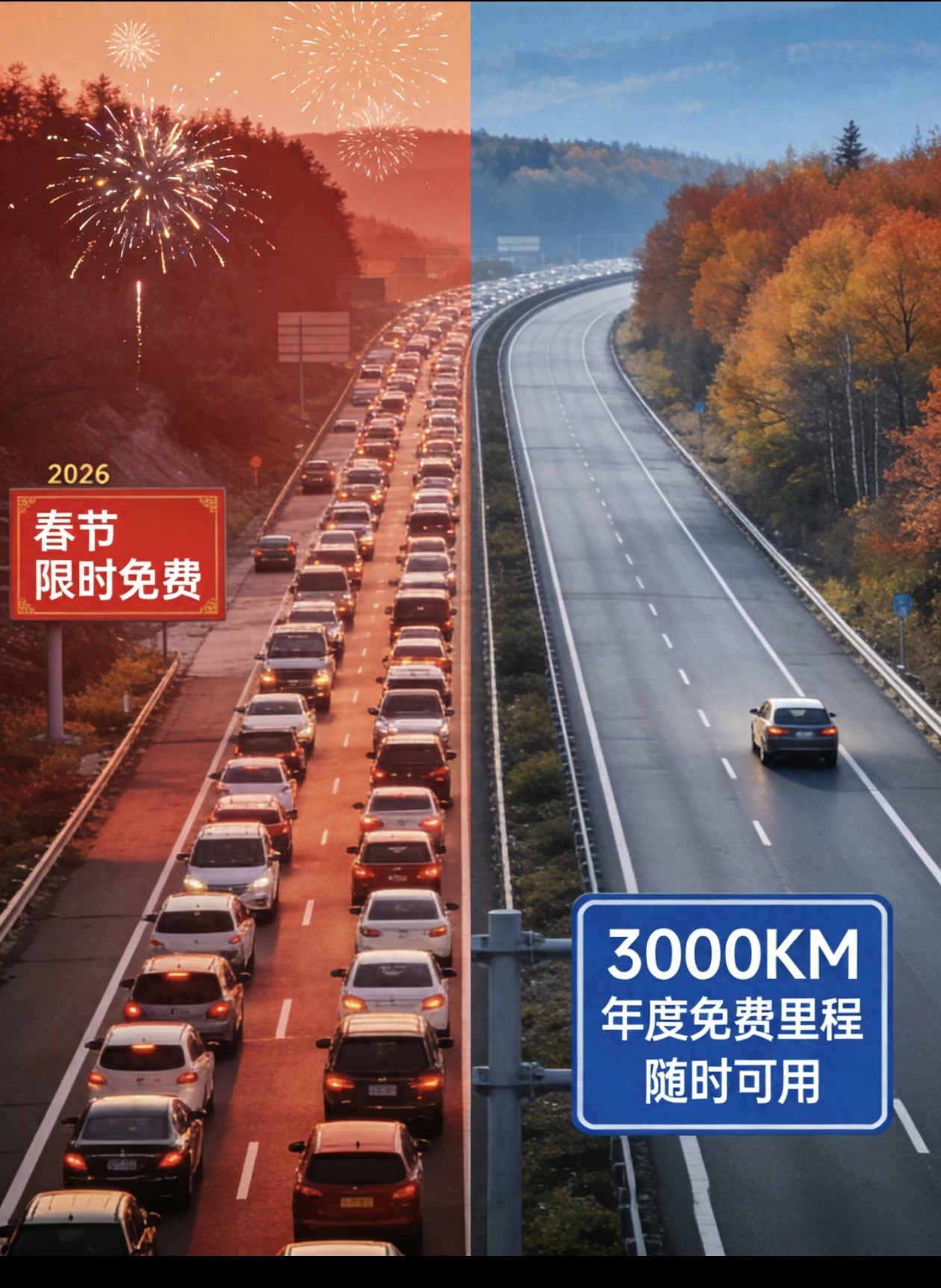 2026 年高速节假日免费政策不变，年度 3000 公里免费建议解读