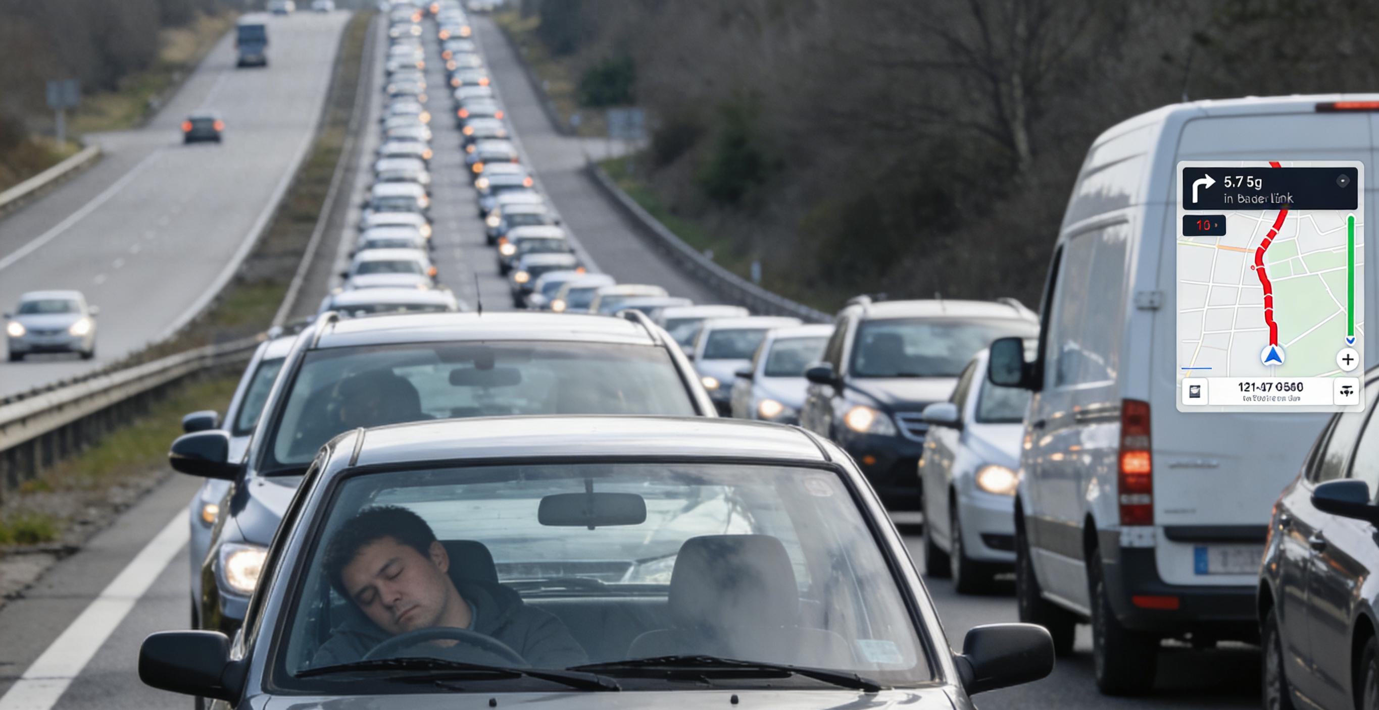 高速车道当睡房？停车酣睡致12公里长龙，罚200记9分